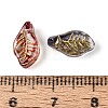 Picasso Baking Paint and Golden Metal Enlaced Glass Beads DGLA-T004-50M-3