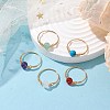 Round Natural & Synthetic Mixed Gemstone Bead Finger Rings RJEW-JR00725-2