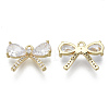 Brass Micro Pave Clear Cubic Zirconia Charms KK-S348-555-NF-2