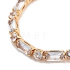 Brass Pave Clear Cubic Zirconia Rectangle & Flat Round Slider Bracelets BJEW-B094-01G-2