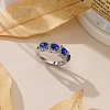 Alloy Micro Pave Cubic Zirconia Plain Band Rings for Women PW-WGC0BE2-01-4