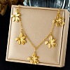 304 Stainless Steel Flower Multi Pendant Bib Necklaces for Women WG4B855-01-1