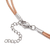 Synthetic Turquoise & Natural Pearl Round Beaded 2-Strand Cowhide Leather Cord Necklaces for Women NJEW-JN05828-5