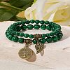 2Pcs Synthetic Malachite Round Beads Stretch Bracelets FS-WG435B7-16-1