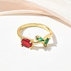 Flower Brass Glass Adjustable Finger Rings GL-CBA18A7-01G-03-2