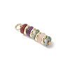 Natural Green Aventurine & Rose Quartz & Lemon Jade & Red Jasper & Jade & Synthetic Malachite & Brass Disc Pendants PALLOY-JF04941-4