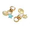 Starfish with Shell Charm 202 Stainless Steel Dangle Hoop Earrings EJEW-JE07063-4