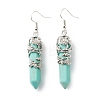 Synthetic Turquoise Bullet with Flower Dangle Earrings EJEW-G300-02P-09-2