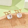 Owl Brass Micro Pave Cubic Zirconia Stud Earrings for Women EJEW-G428-10G-01-1