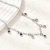 Brass Micro Pave Cubic Zirconia Teardrop Pendant Necklaces NJEW-B157-11P-2