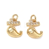 High Polished Ocean Brass Micro Pave Clear Cubic Zirconia Pendants CU-CBAF3CF-02L-01-1
