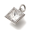 Brass Micro Pave Clear Cubic Zirconia and Glass Pendants KK-N289-04P-2