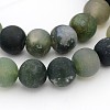 Frosted Round Natural Moss Agate Beads Strands G-J338-04-8mm-1