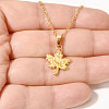 304 Stainless Steel Maple Leaf Pendant Necklaces for Women WG7180D-02-4