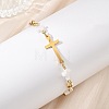 Natural Freshwater Shell Beads Link Chain Bracelets BJEW-JB13909-4