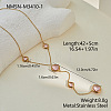 304 Stainless Steel Glass Rhombus Long Y Tassel Necklaces for Women WGE6B13-01-1