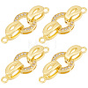6 Sets Brass Micro Pave Clear Cubic Zirconia Fold Over Clasps KK-BBC0005-73-1