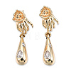 Brass Pave Clear Cubic Zirconia Hand with Teardrop Dangle Stud Earring Findings KK-N232-477LG-A-2