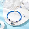 Round Shell Pearl & Natural Dyed Blue Malaysia Jade  Braided Bead Bracelets BJEW-JB10718-02-2