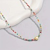 Bohemian 304 Stainless Steel Heart Faceted Colorful Glass Beaded Necklaces for Women JD8300-3
