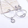 304 Stainless Steel Pendant Necklaces & Bangles & Stud Dangle Earrings & Rings Sets FS-WGED65A-01-1