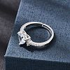 Brass Micro Pave Cubic Zirconia Cuff Open Rings CU-CBA5C10-09P-1