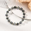 Natural Hawk's Eye & Brass Round Beads Stretch Bracelets for Women Men BJEW-JB13858-2