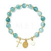 Natural Flower Jade Round Beads Stretch Bracelets BJEW-JB14147-02-3