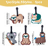 GOMAKERER 5Pcs 5 Style Koala Sloth Dog PVC Luggage Tag AJEW-GO0001-52-2