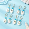 Synthetic Turquoise & Shell Leverback Earrings EJEW-JE06880-1