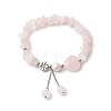 Natural Rose Quartz Charm Bracelets for Women BJEW-JB09926-02-1