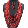 Ethnic Style Acrylic Seed Beaded Multilayer Necklaces & Teardrop Dangle Earrings Sets WGF31E6-03-2