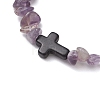 Natural Amethyst Chips Stretch Bracelets for Women Men BJEW-JB11341-08-3