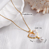 Valentine's Day Brass Pave Cubic Zirconia with White Round Plastic Pearl Heart Pendant 304 Stainless Steel Cable Chain Necklaces for Women WG93184-02-1