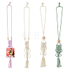 4Pcs 4 Colors Cotton Braided Holder Pendant Decorations HJEW-FH0001-85-1