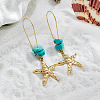 Alloy & Synthetic Turquoise Chip Hoop Earrings FS-WG5F607-01-3