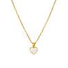 Natural White Shell 304 Stainless Steel Heart Pendant Necklaces for Women BL5235-2-1
