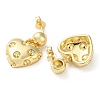 Heart Brass Stud Earrings Findings EJEW-A045-10G-2