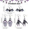3 Pairs 3 Style Skeleton Hand & Bat & Bottle Acrylic Dangle Earrings for Halloween EJEW-AN0002-93-2