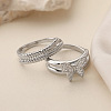 2Pcs Brass Micro Pave Cubic Zirconia Cuff Rings PW-WG0BADE-04-1