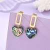 Heart Abalone Shell/Paua Shell Beads Dangle Stud Earrings EJEW-JE07317-1
