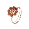 Flower Natural Gemstone Rings RJEW-JR00730-4