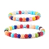 Candy Color Round Glass Beads Stretch Bracelets Set for Children and Parent BJEW-JB07176-1