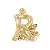 Brass Crystal Rhinestone Letter Links Connector Charms KK-S395-06G-R-1