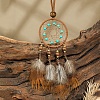 Ethnic Style Alloy & Wood Woven Web/Net with Feather Big Pendant Faux Suede Cord Necklaces for Women FS-WG285C1-09-1