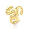 Brass Letter Open Cuff Rings for Women RJEW-G313-01S-G-1