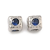 Cube Brass Micro Pave Cubic Zirconia Beads KK-B170-03P-2