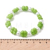 Clover Acrylic & Imitated Pearl Beaded Stretch Bracelets for Girl BJEW-JB13537-3