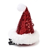 Sequins Christmas Hat Polyester Alligator Hair Clips for Women Girl AJEW-M012-03A-2