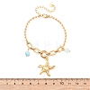 Starfish 304 Stainless Steel Charm Bracelets BJEW-C135-02G-5